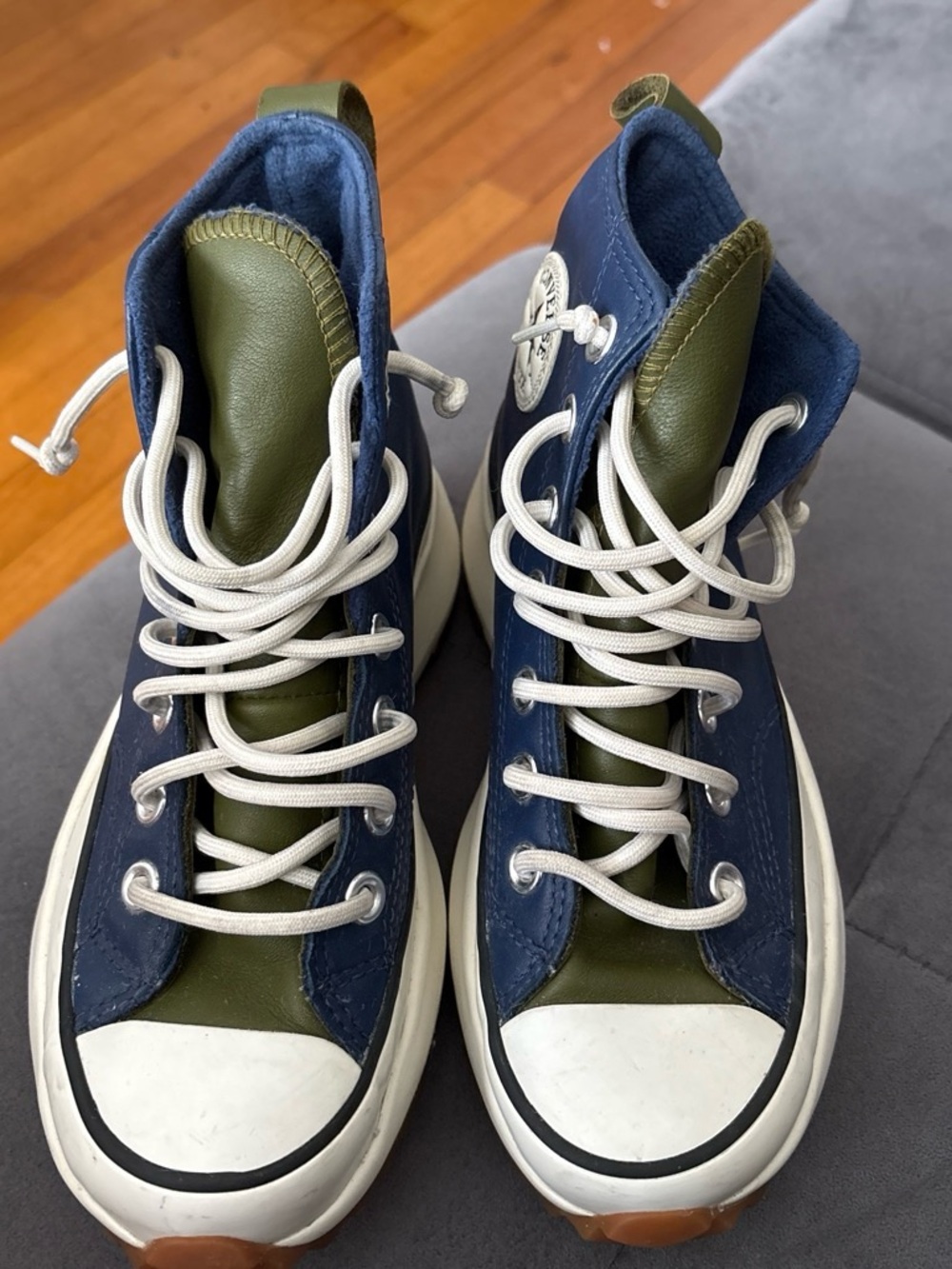 Kids High-Top Sneakers in Navy and Olive